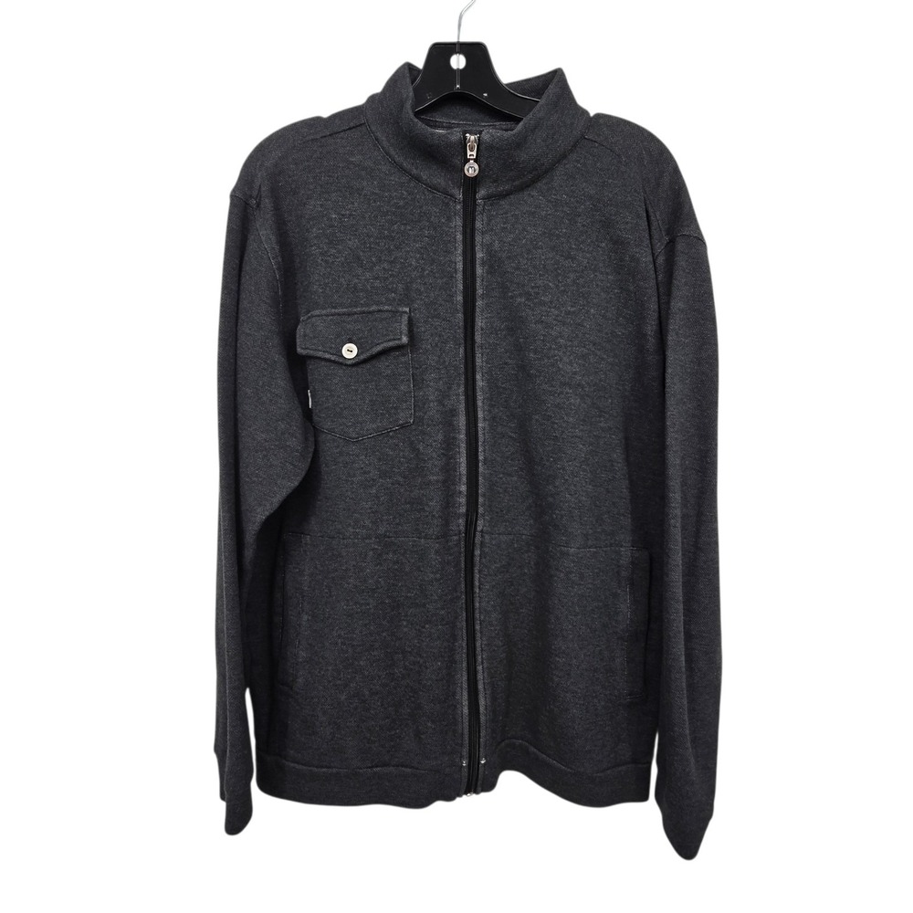 Linksoul Full Zip Sweatshirt Mens LG Gray Golf Sweater Outdoor Stretch‎ Long Slv